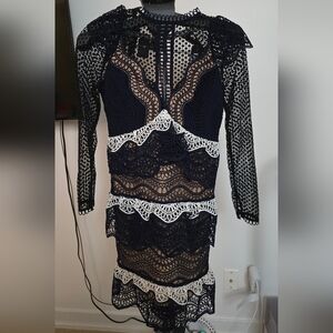 Self portrait guipure navy dress in size 6